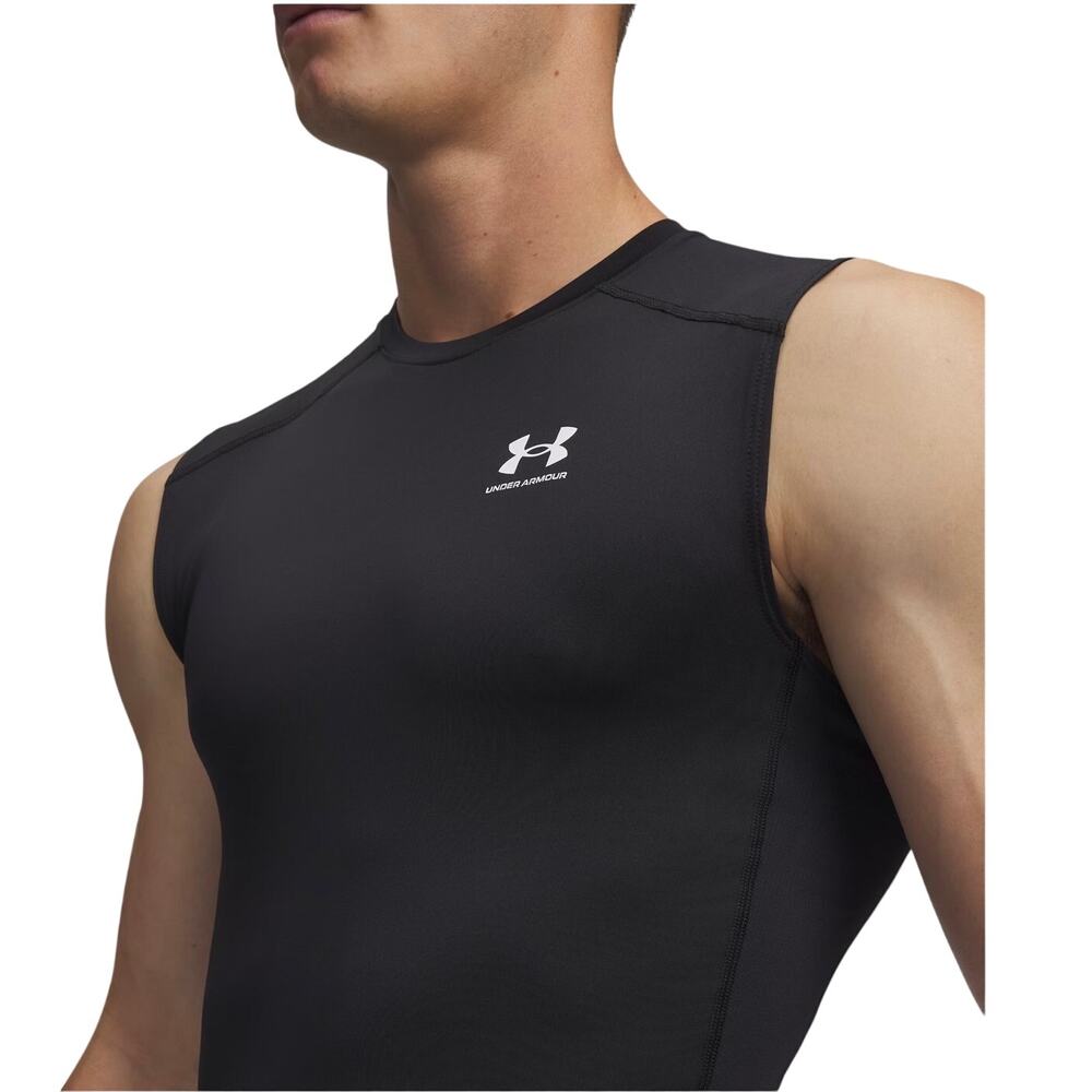 Under Armour HeatGear Sleeveless Compression Tee, Black White, Men's 2XL, NWT